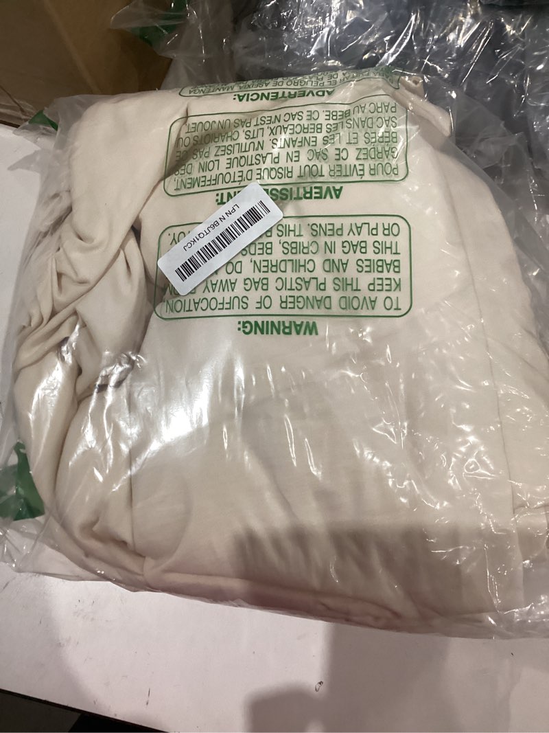 Condition photo showing As Is for bedsure oat milk duvet cover queen size - 3 pieces prewashed cotton-like polyester extra soft bedding set, includes 1 duvet cover 90x90 inches with zipper closure & 2 pillow shams, no comforter 02 - oat milk (no comforter) queen (90" x 90")