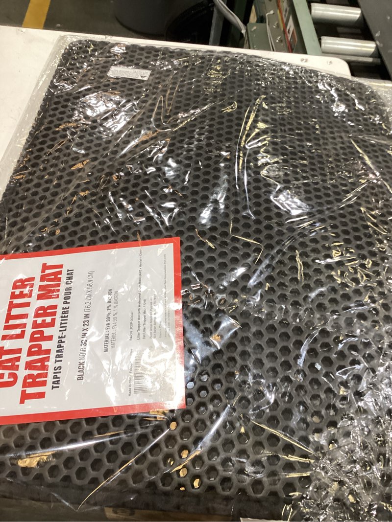 Condition photo showing Good Condition for iprimio cat litter trapper mat, waterproof, double layer, 30" x 23", black | double layer honeycomb traps scattered litter while the waterproof base blocks urine. soft on paws and empties in one pour. 30x23 - black