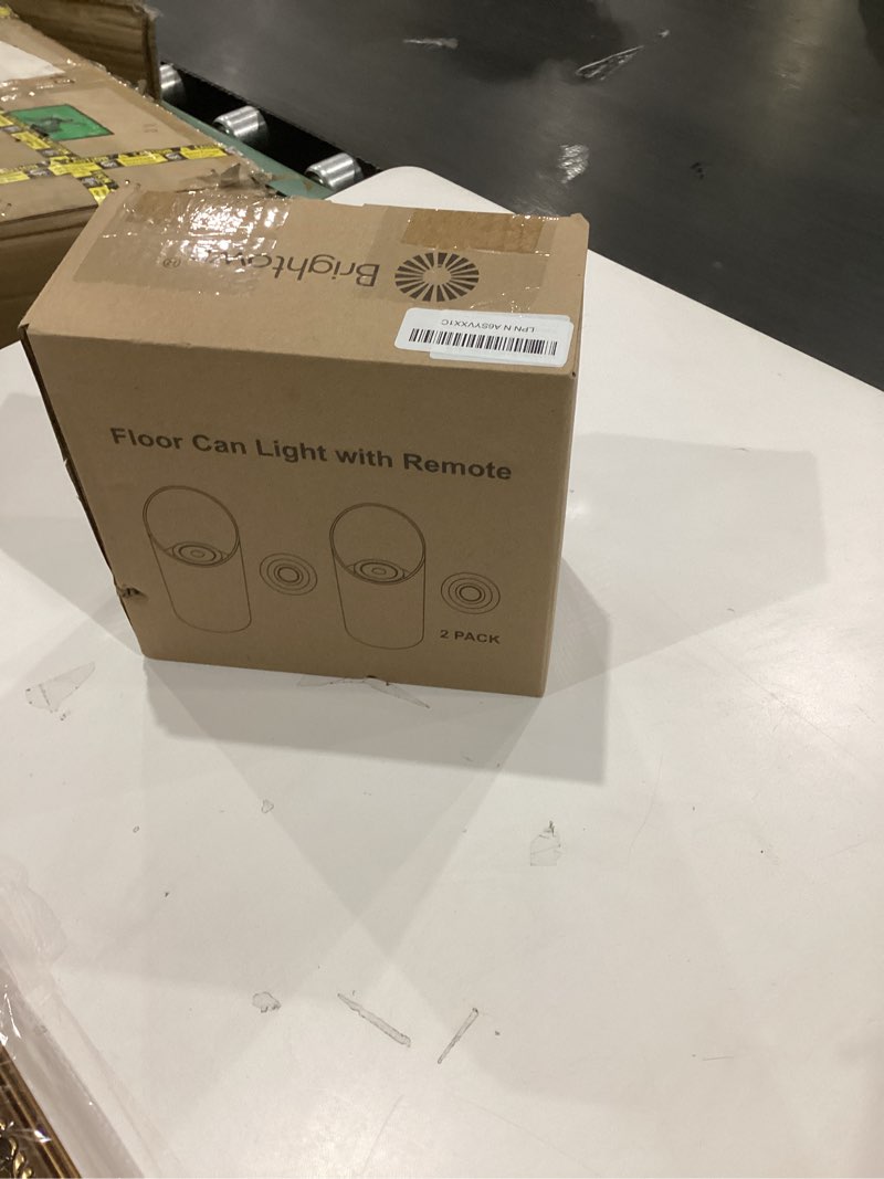 Condition photo showing As Is for Brightown LED SpotLights - 2 Pack Uplighting Floor Can Lights with Remote and Timer, 3 Color Temperatures & Dimmable, 2 Lighting Modes for Wall Picture Painting Plants Indoor Accent Lighting, White White 2 Pack
