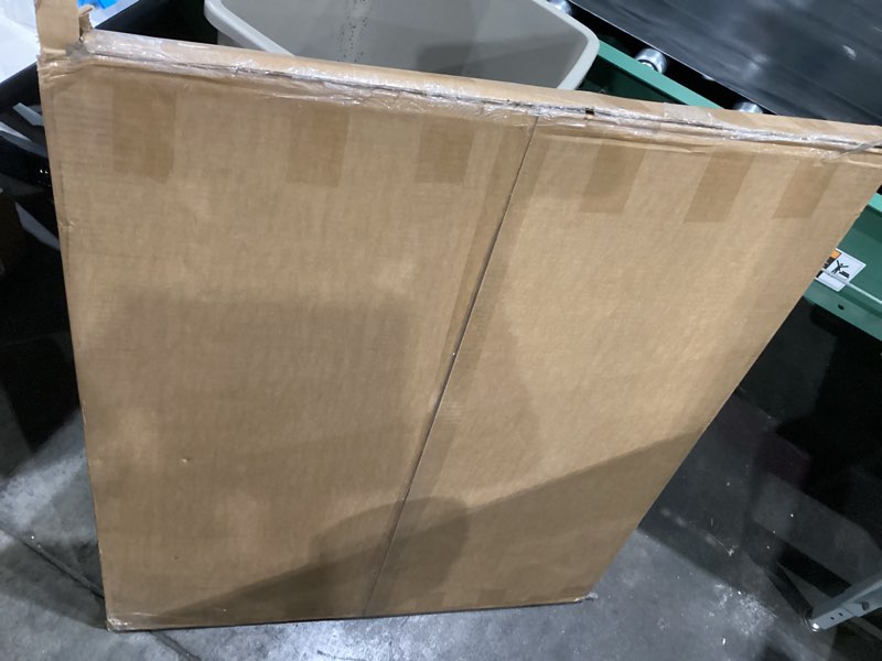 Condition photo showing New/Like New for Black 48x30 Inch Metal Framed Mirror for Wall, Large Rounded Rectangle Mirror, Anti-Rust, Tempered Glass, Hangs Horizontally or Vertically Black 48"L x 30"W