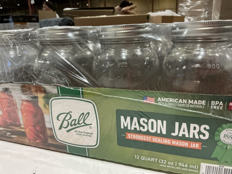Condition photo showing As Is for ball canning jar regular mouth with lid, 24pk