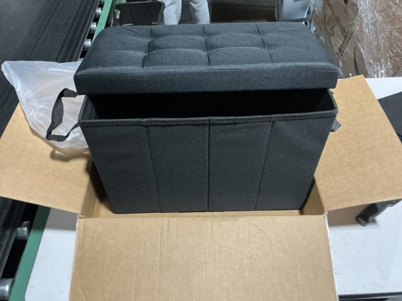 Condition photo showing Good Condition for CUYOCA Storage Ottoman Bench Foldable Seat Footrest Shoe Bench End of Bed Storage with Flipping Lid, 75L Storage Space, 30 inches Linen Fabric Black