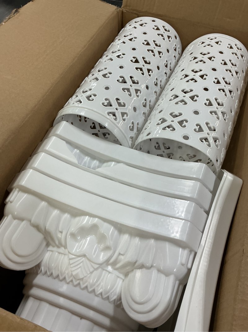Condition photo showing As Is for 2 pcs wedding roman column greek pillars stand plastic wedding pillars columns for ceremony flowers plant holder for ceremony event party (round hollowed,38.58 x 10.63 inches) 38.58 x 10.63 inches round hollowed 2