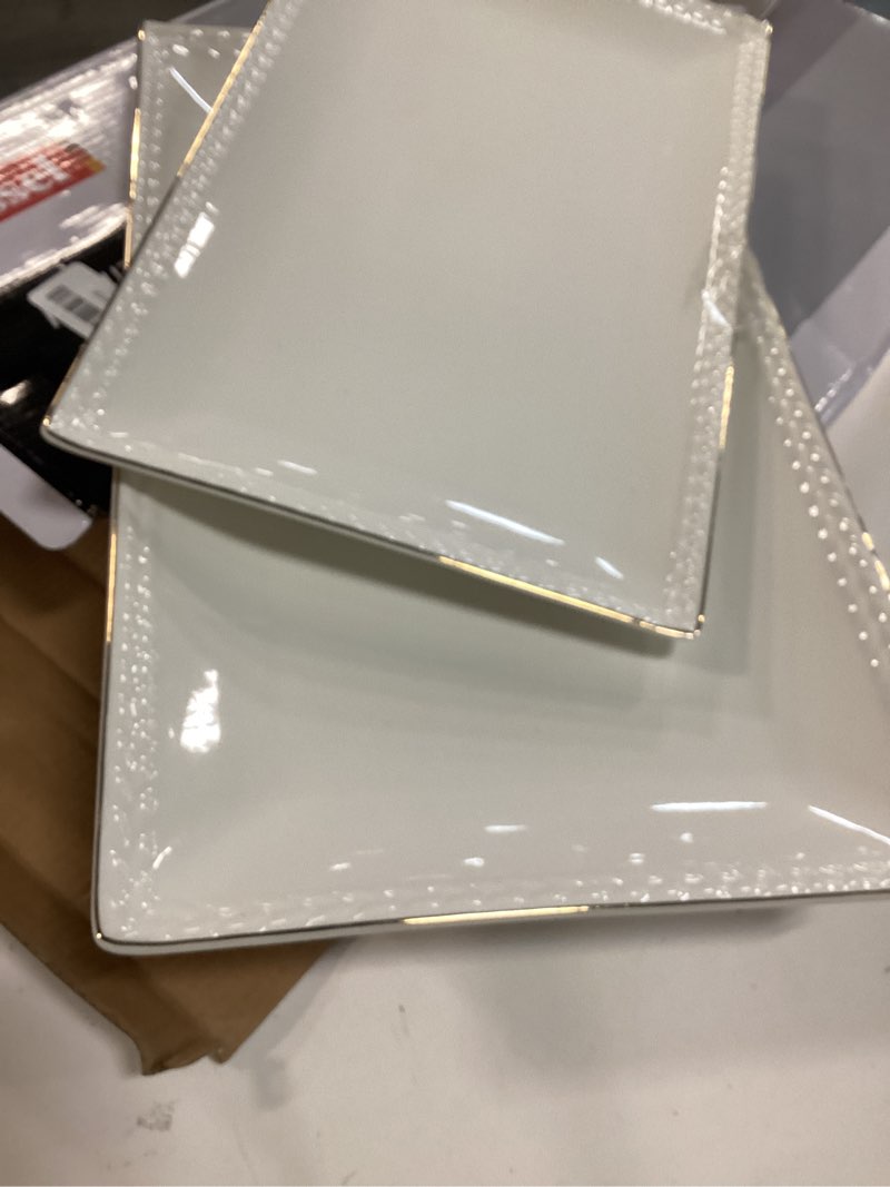 Condition photo showing Good Condition for kassel ceramic serving platter set |/14””/12 rectangular serving trays for entertaining at parties and weddings | oven safe extra large serving trays for tacos, steak, and cake 2 pcs