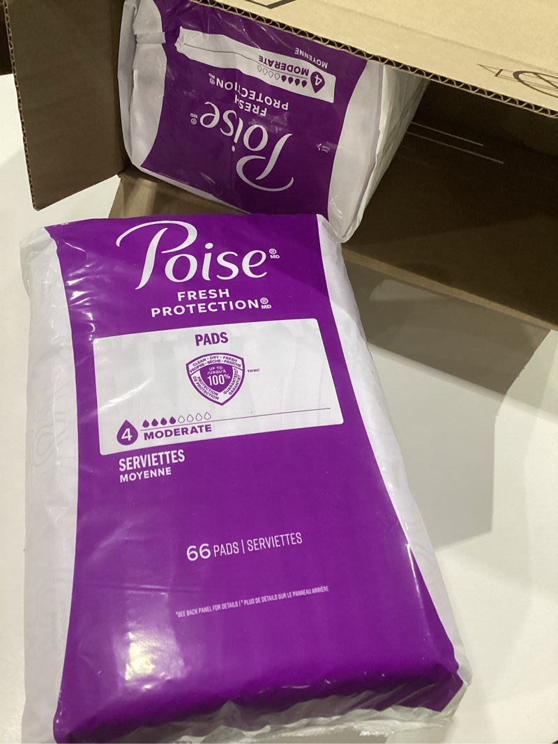 Condition photo showing Good Condition for Poise Incontinence & Postpartum Pads for Bladder Leaks, 4 Drop Moderate Absorbency, Regular Length, 132 Count, Packaging May Vary Regular 132