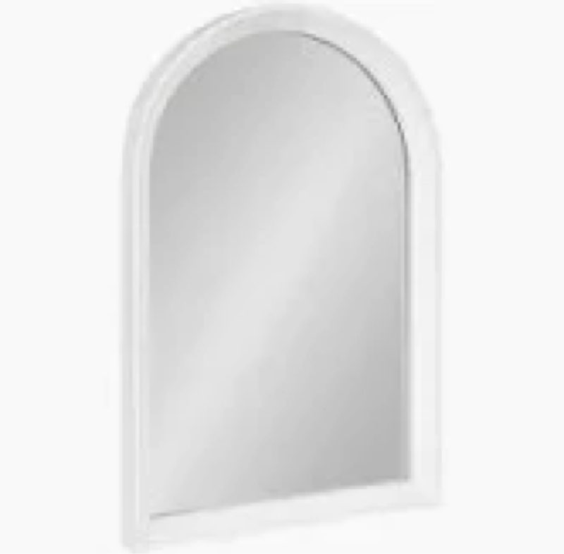arched wooden border wall mirror decorative mirror waterproof bathroom mirror size: 40" x 30", finish: white/brown