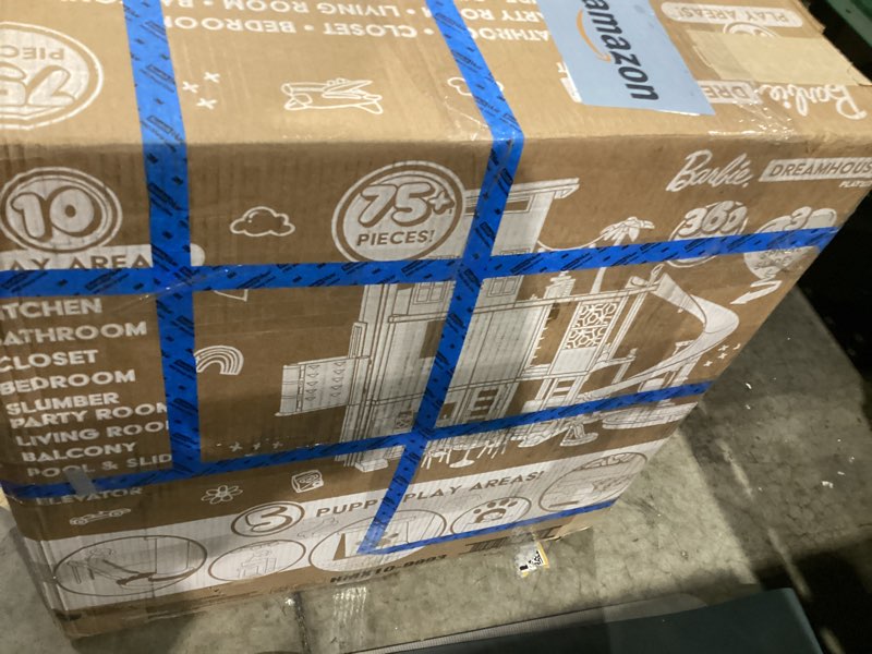 Condition photo showing Good Condition for Barbie Dreamhouse, Pool Party Doll House with 75+ Pieces and 3-Story Slide, House Playset, Pet Elevator and Puppy Play Areas