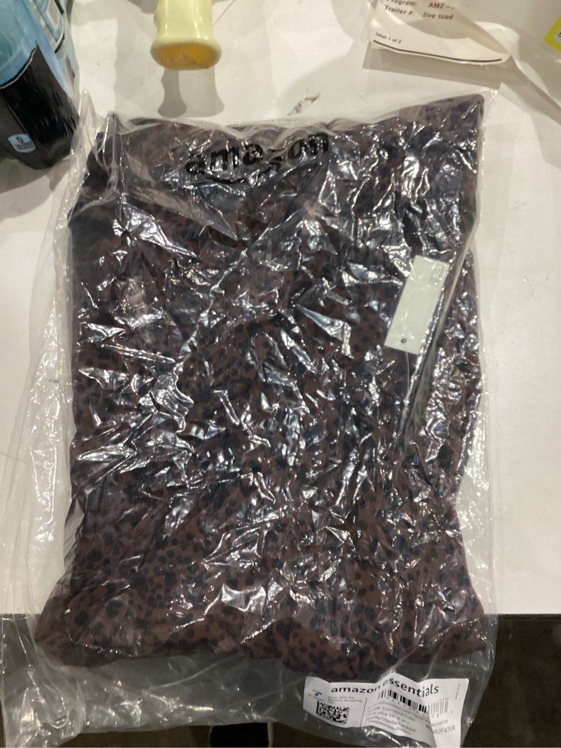 Condition photo showing New/Like New for Amazon Essentials Women's Sleeveless Crossover Twist Neck Faux Wrap Dress Small Dark Toffee Brown Cheetah
