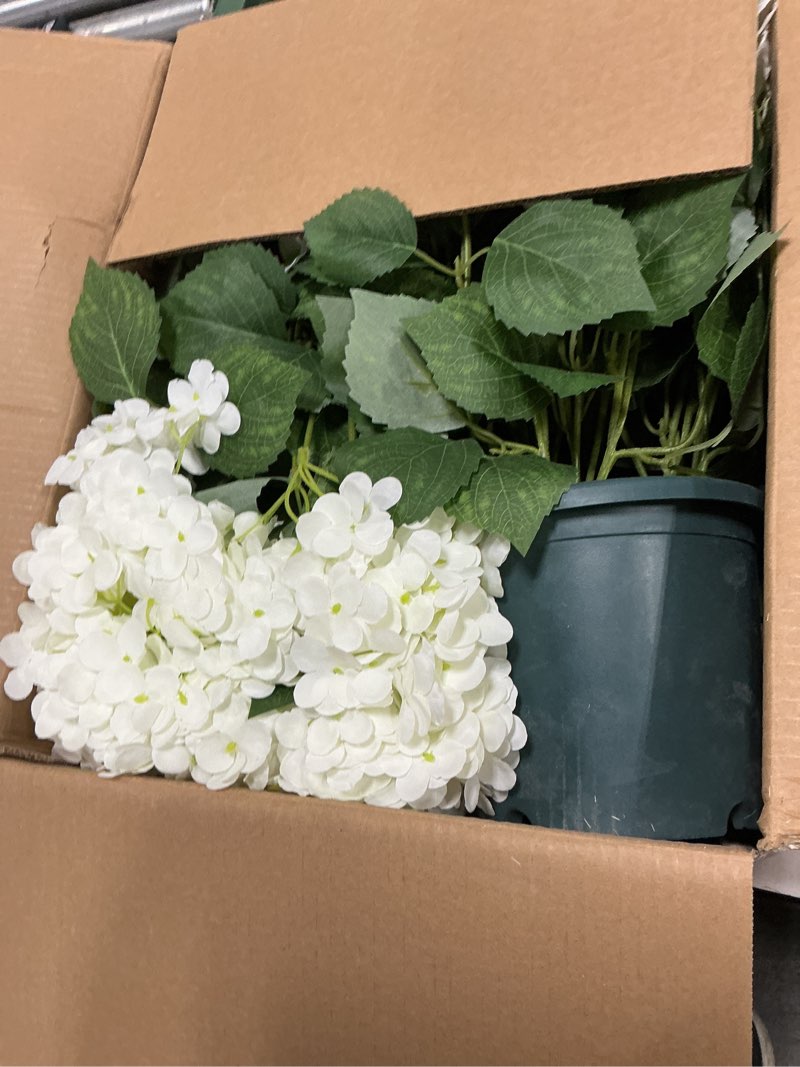 Condition photo showing Good Condition for qianyun artificial hydrangea bush – 20 inch potted faux hydrangea plant, uv resistant outdoor hydrangea artificial plants for front porch, garden, patio & indoor decor white