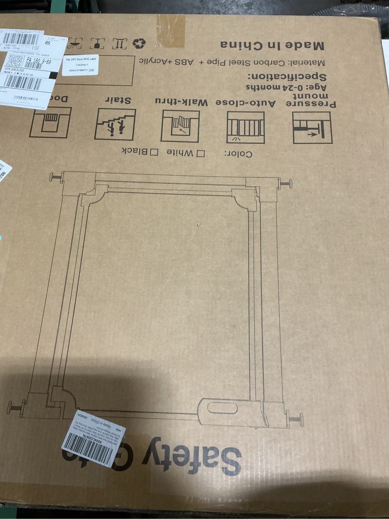 Condition photo showing Good Condition for WAOWAO Clear Baby Gate for Stairs Modern Design Acrylic Auto Close Pet Gate, 29.52-47.24" Wide Safety Baby Gate for Doorways,White Clear Dog Gates Indoor, Hallways,Kitchen White 29.52-47.24"
