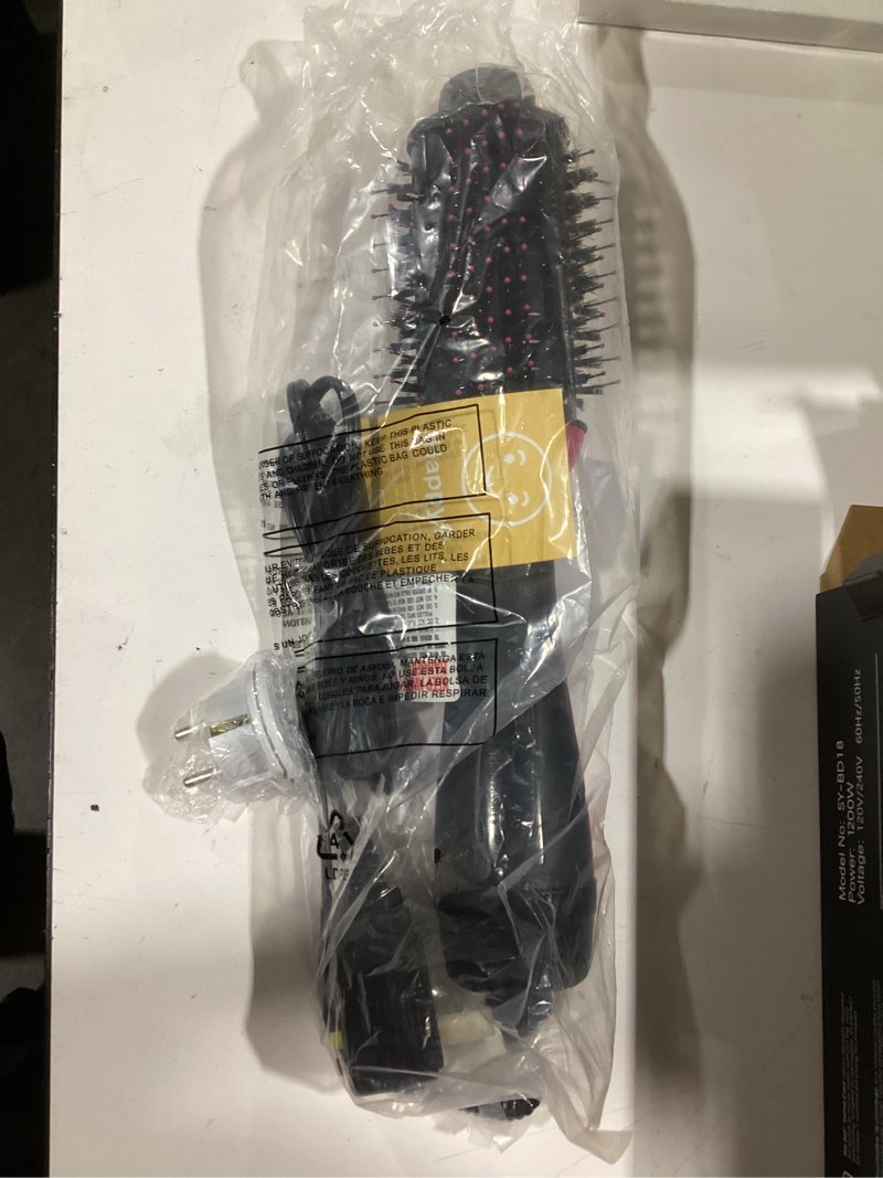 dual voltage hair dryer brush for european travel, 120v - 240v one step hair dryer and styler volumizer, professional blow dryer brush with negative ion anti-frizz for drying, straightening, salon