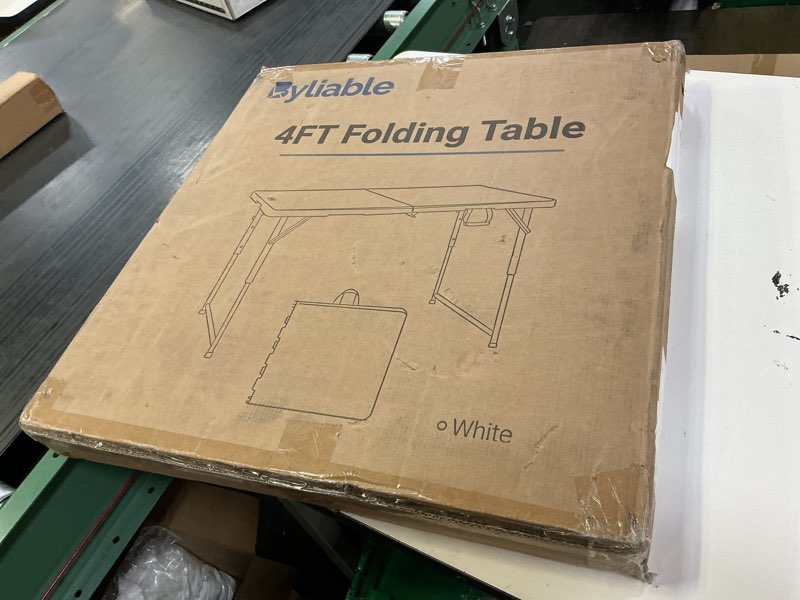 Condition photo showing New/Like New for folding table 4 foot portable heavy duty plastic fold-in-half utility table small indoor outdoor adjustable height folding with carrying handle, camping and party,white | portable, heavy duty, fold-in-half, indoor outdoor, adjustable height, folding