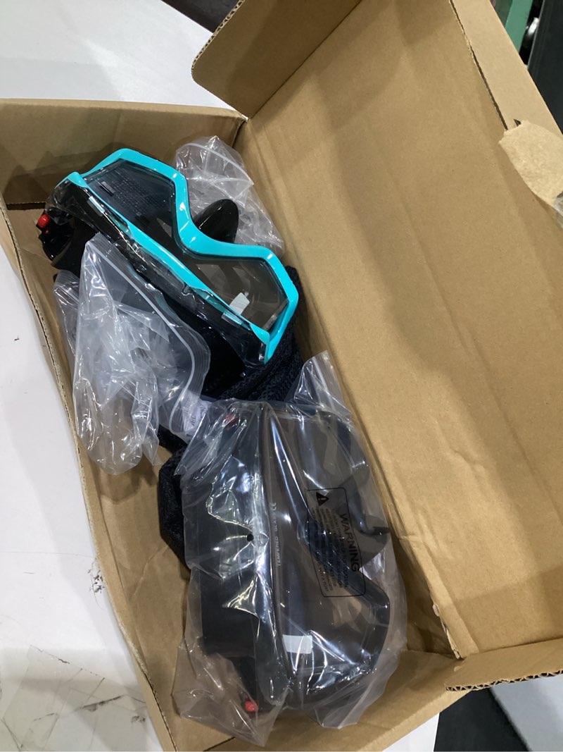 Condition photo showing Good Condition for aegend snorkeling gear for adult with travel mesh bag | snorkel mask, dry top snorkel, anti-fog, panoramic wide view, for snorkeling, swimming, scuba diving, beach vacation & travel black & light blue-2 pack