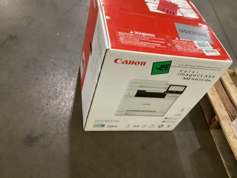 Condition photo showing As Is for canon color imageclass mf665cdw - wireless duplex laser printer, all-in-one with copier, scanner, fax, auto document feeder, 3 year limited warranty, 22 ppm new model