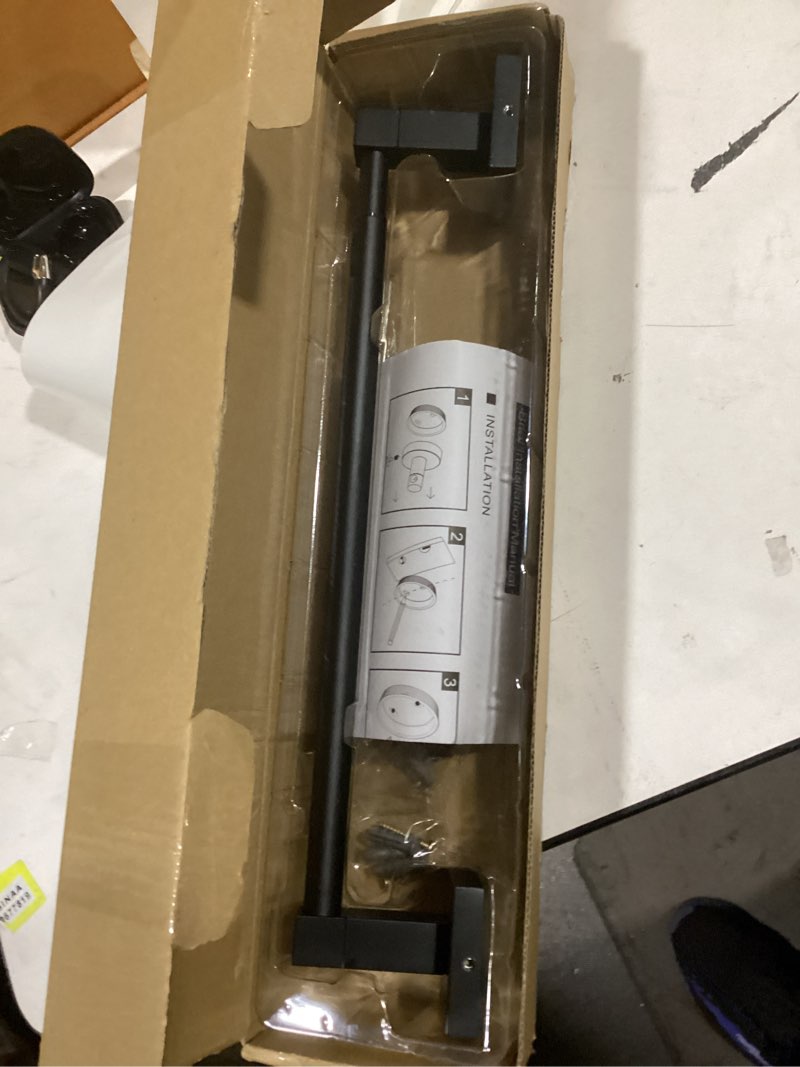 Condition photo showing Good Condition for RUACQ Adjustable Towel Bar 13.8 to 24 inch,Square Base Single Towel Racks for Bathroom,Stainless Steel Towel Holder Wall Mounted,Sturdy and Rustproof(Matte Black)