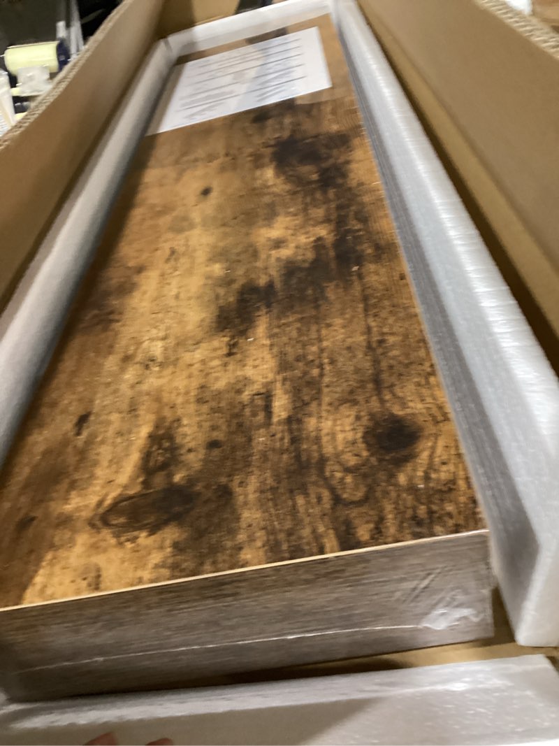 Condition photo showing Good Condition for qeeig floating shelves for wall 39.4" long - wall mounted shelf bathroom kitchen living room bedroom farmhouse home decor display bookshelf large 39.4 x 9.3 inch set of 2, rustic brown (008-100bn)