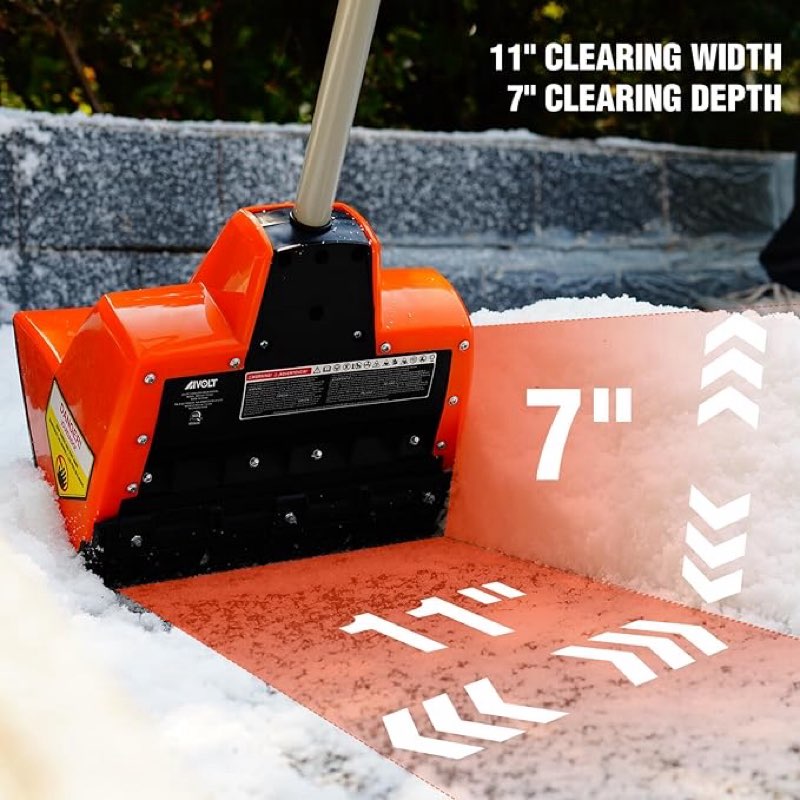 AIVOLT Electric Snow Shovel Cordless, 24V 4Ah Battery Powered Snow Thrower, 11" x 7" Clearing Path, 20' Throwing Distance, Hand Held Snow Blower with Battery and Charger