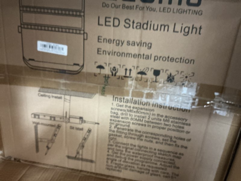 Condition photo showing New/Like New for ledmo 360W LED Flood Lights Outdoor, Super Bright 50400Lumen Stadium Lighting, Adjustable Bracket Exterior Commercial Floodlights for Sports Fields, Backyard, Arena,House, Waterproof 5000K (2Pack) 360W-2PCS