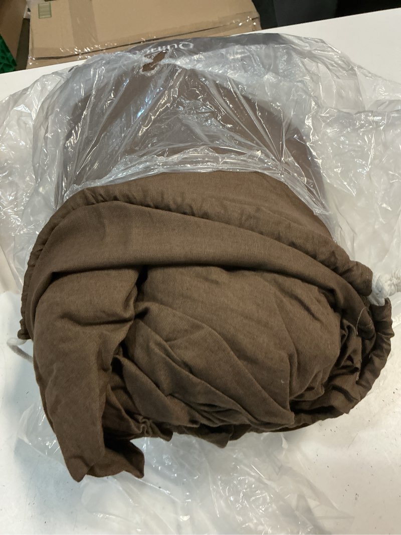 Condition photo showing As Is for quince european linen sheet set, split king, espresso