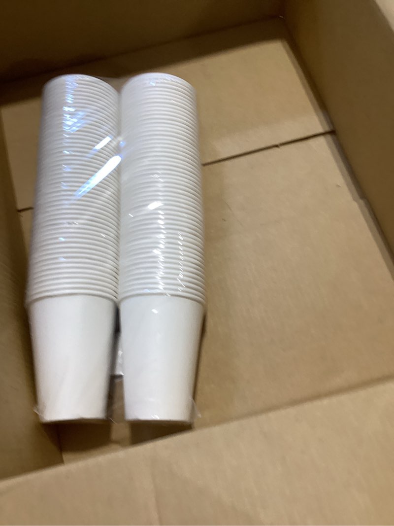 Condition photo showing As Is for 12 oz disposable paper coffee cups [1000 pack], white hot paper cups, thickened design for bistros, parties, and events white 12 oz-cups only