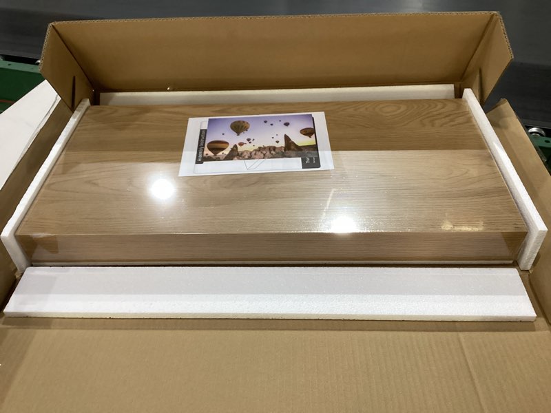 Condition photo showing New/Like New for Deep Floating Shelves for Wall - 24 Inch Wide x 12 Inch Deep Oak Floating Shelves Set of 1-24W x 12D Rustic Wide Wood Wall Shelves - Bookshelf Laundry Shelf TV Shelf 24W x 11.6D x 2H, 1 Pack Oak