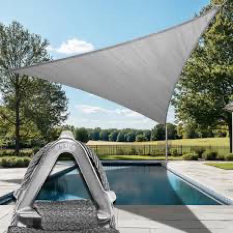 ColourTree Heavy Duty 24' x 24' x 24' Grey Sun Shade Triangle Pro Ring Shade Sail, 260 GSM Commercia