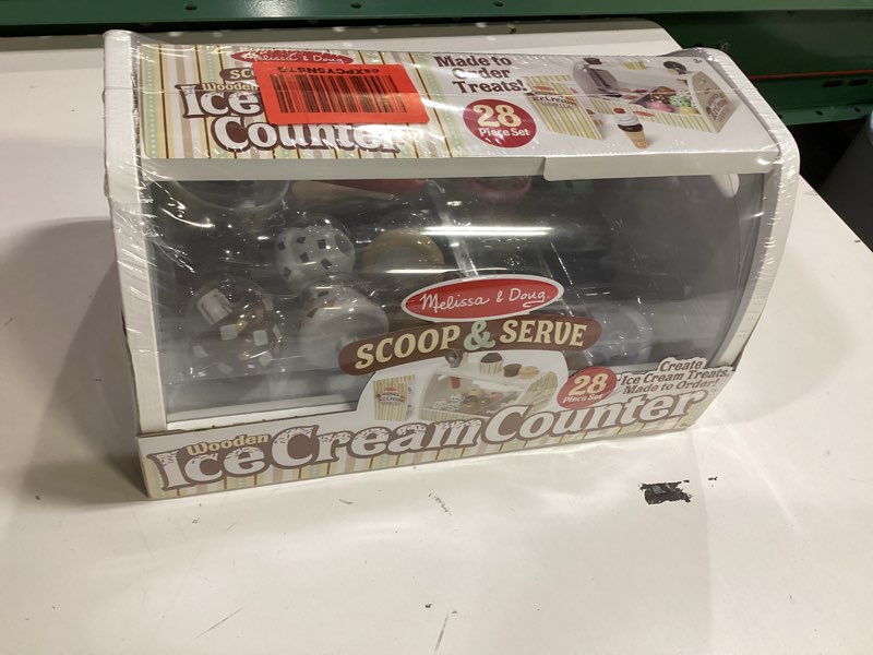 Condition photo showing New/Like New for Melissa & Doug Wooden Scoop & Serve Ice Cream Counter, Pretend Play Store, 28 Toy Food & Play Kitchen Accessories, Preschool Toys for Girls & Boys 3+ MAIN