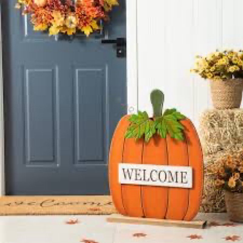 (SIMILAR ITEM )MTL WELCOME PUMPKIN 15\"W, 10\"H