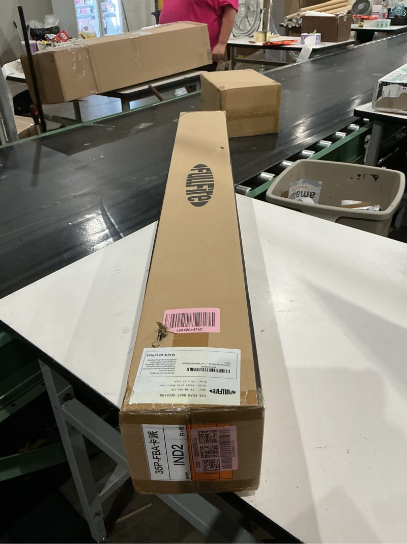 Condition photo showing New/Like New for fullfire eva foam boat flooring, faux teak marine boat decking sheet with self-adhesive deck carpet for bass boat jon boat pontoon rv kayak floor 94" x 47"/35"/15" black with red lines 94" * 47"