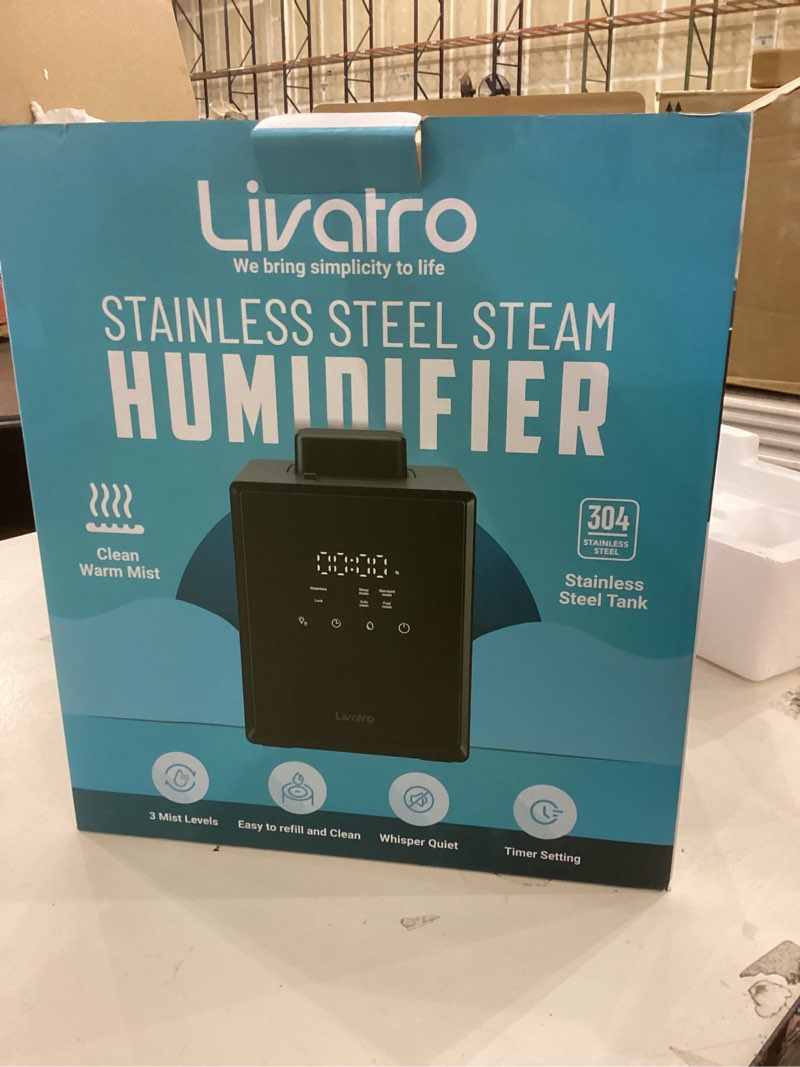 Condition photo showing As Is for 3L Stainless Steel Warm Mist Humidifier with Easy Clean and Warm Steam Function, Healthy Air Mist Humidifiers for Bedroom Living Room, with Sleep Mode and Auto-off Setting