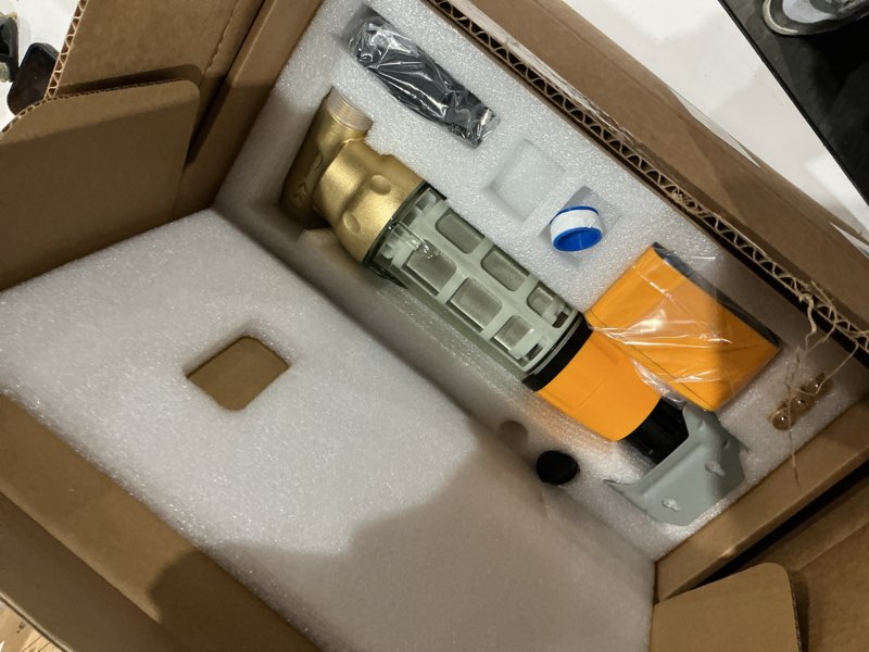 Condition photo showing Good Condition for ispring whole house water filter system w/auto-flushing spin down sediment filter, water descaler, gac+kdf, and carbon block filter, wgb32b-kds+wsp50arb ultimate protection ultimate