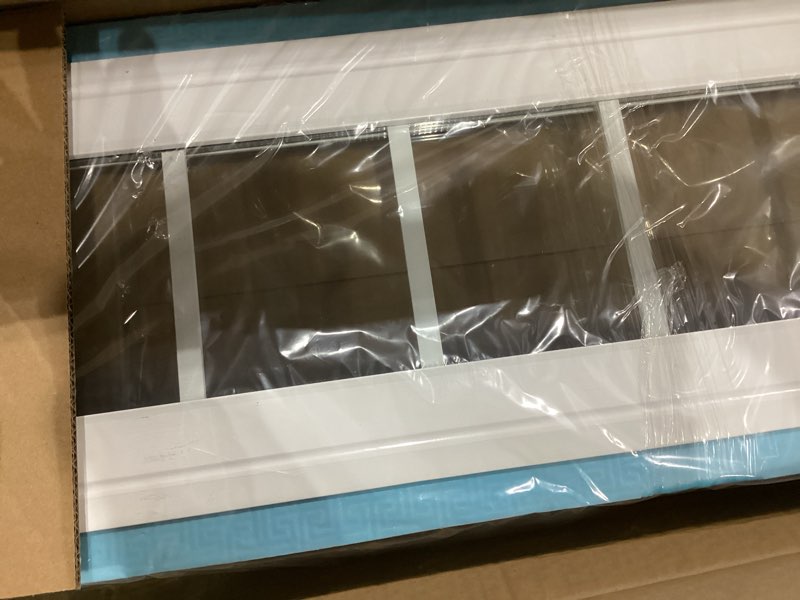 Condition photo showing Good Condition for Vinyl Transom Household Window, 10" x 36" Double Pane Fixed Window with Grids and Tempered Glass for House, Garage (White) 10x36 Inch White