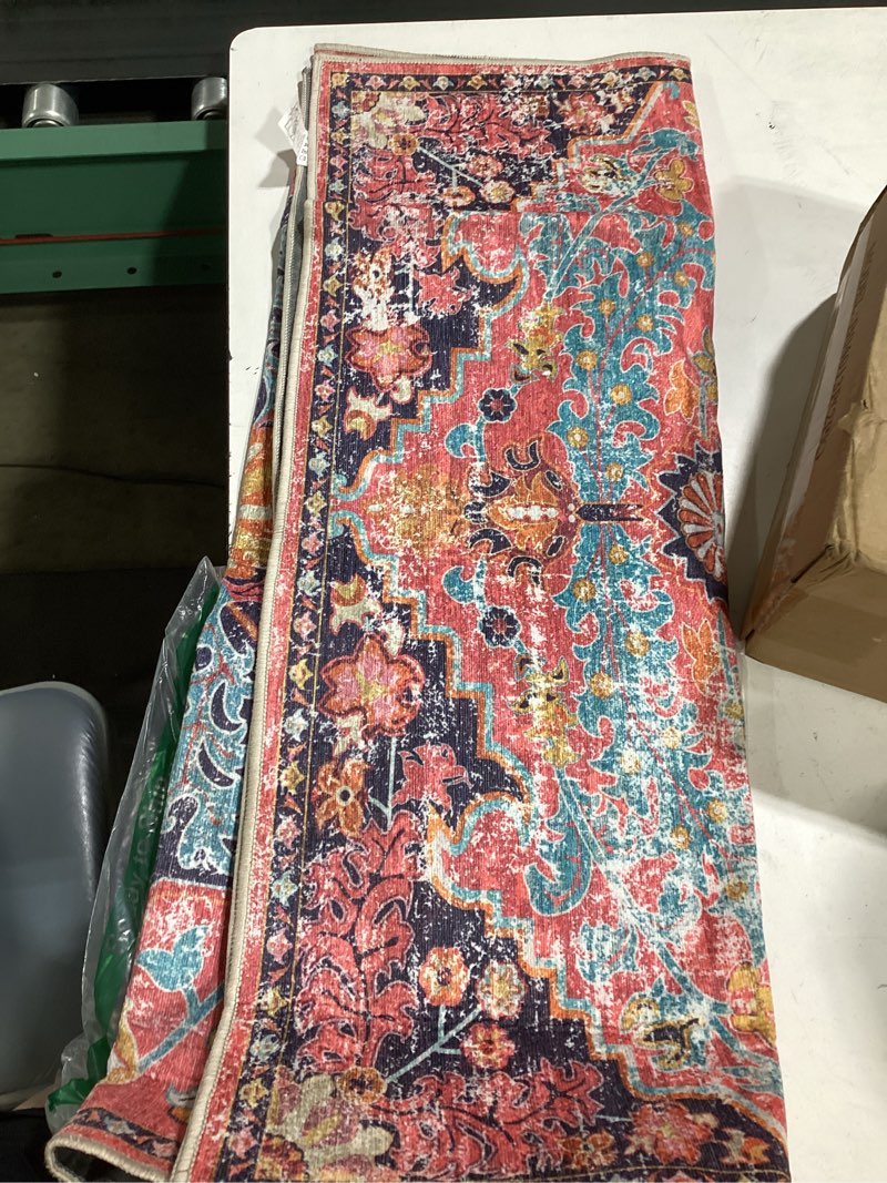 Condition photo showing As Is for anidaroel office chair mat for hardwood floor, 36"x48" office rug for rolling chair, desk floor mats for office chair, anti-slip computer gaming chair mat, easy to roll, fuchsia/multi 36"x48" fuchsia/multi