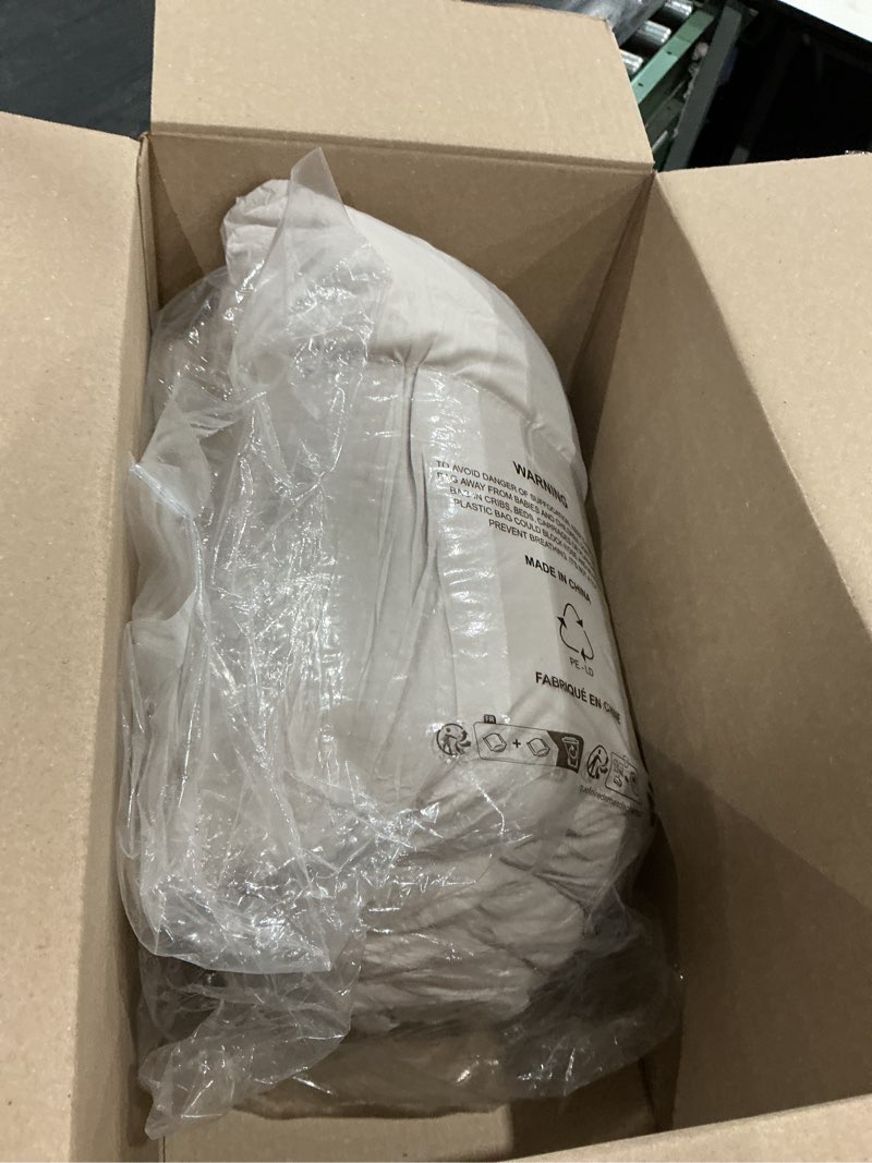 Condition photo showing As Is for andency ruched white queen size comforter set, 7 pieces ruffle bed in a bag | shabby chic pleat bedding set with comforter, sheets, pillowcases & sham, lightweight and soft bed set, all season white queen (90"x90")
