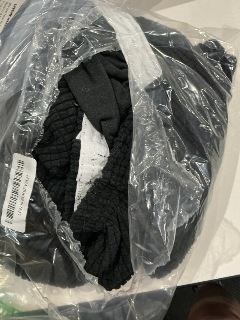 Condition photo showing As Is for h.versailtex super stretch individual seat cushion covers sofa covers couch cushion covers slipcover sets thick jacquard textured twill fabric (1 piece loveseat cushion cover, black) black 1 cushion loveseat