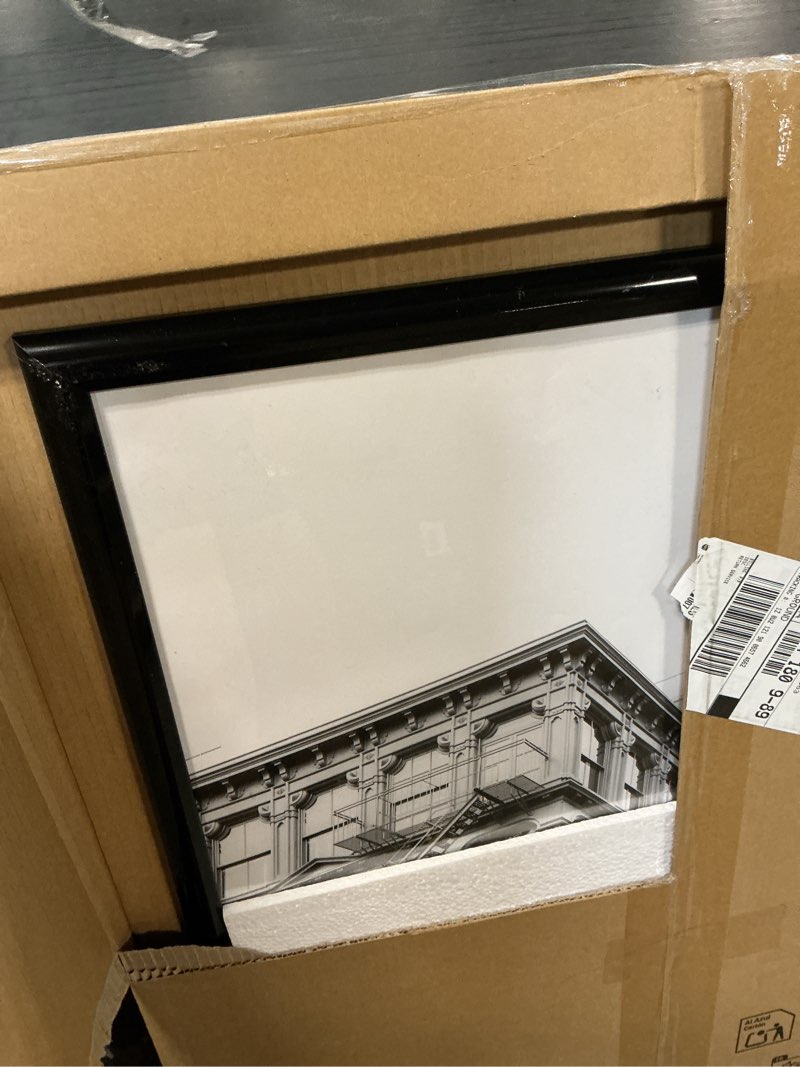 Condition photo showing As Is for mcs trendsetter 24x30 poster frame black high-gloss, vertical & horizontal wall hanging large picture frame for photos, posters & art prints (1-pack) 1-pack 24x30