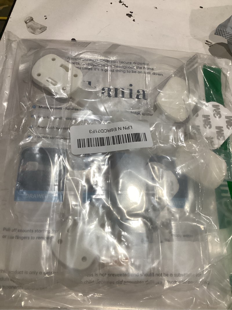 Condition photo showing As Is for vkania child proof cabinet locks - (8 pack) multi-use baby proofing strap locks with 3m adhesives for fridge, oven, cupboards, toilet seat, drawers- adjustable,easy installation,no drilling