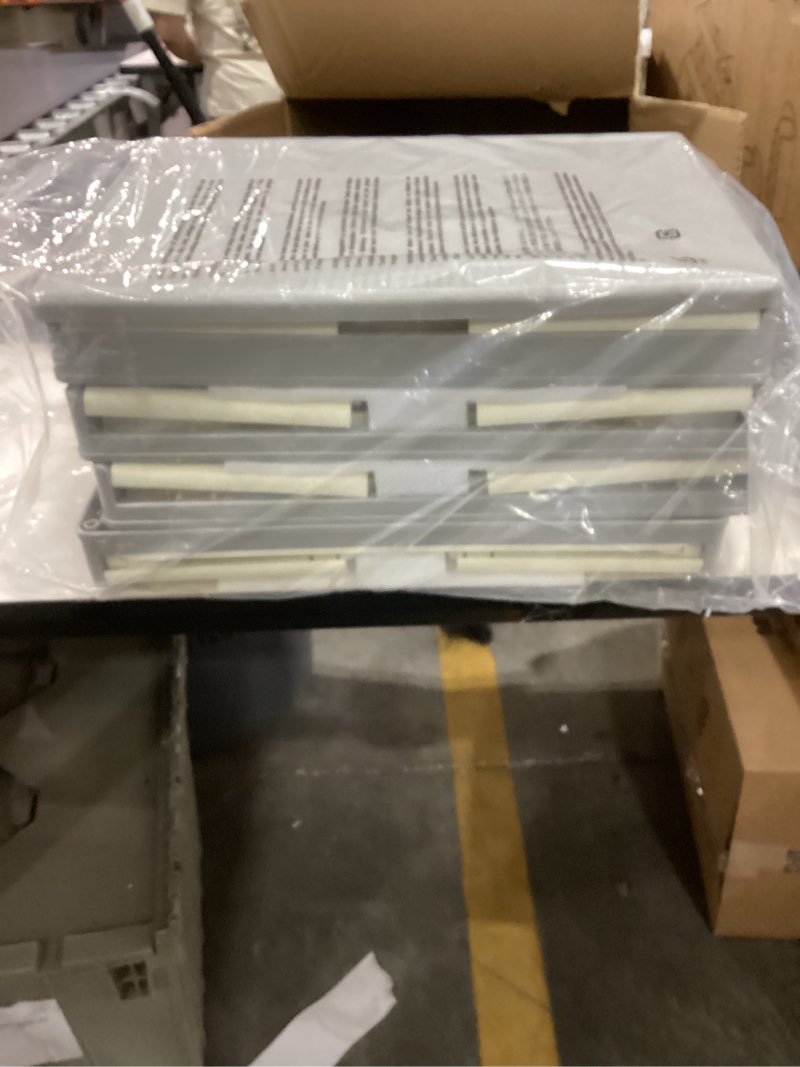 Condition photo showing Good Condition for amazon basics 4-tier storage bins with lids, stackable and collapsible, 23qt per tier, 92qt total capacity