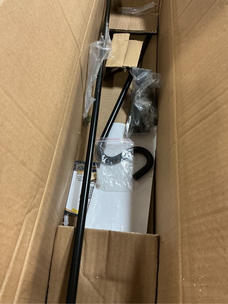 Condition photo showing As Is for MIXXIDEA 2 Packs Heavy Duty Extended Reach Wall Mounted Deck Hook Wall Pole, Wall Bracket Direction and Length Adjustable Plant Bracket for Bird Feeders, Planters, Suet Baskets, Lanterns, Wind Chimes 43in Long Wall Mounted Hook-2 Packs