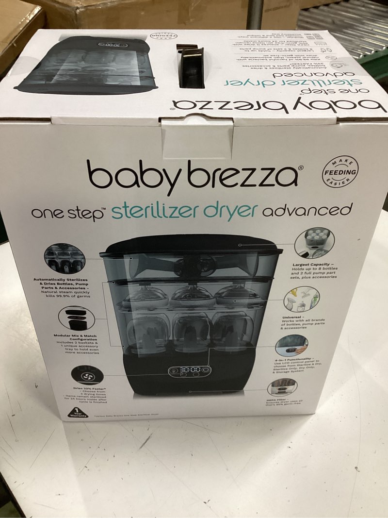 Condition photo showing New/Like New for baby brezza bottle sterilizer and dryer advanced – 33% faster - largest capacity steam sanitizer - universal sterilization machine for all bottles + pump parts - hepa air filter, charcoal charcoal 1 count (pack of 1)