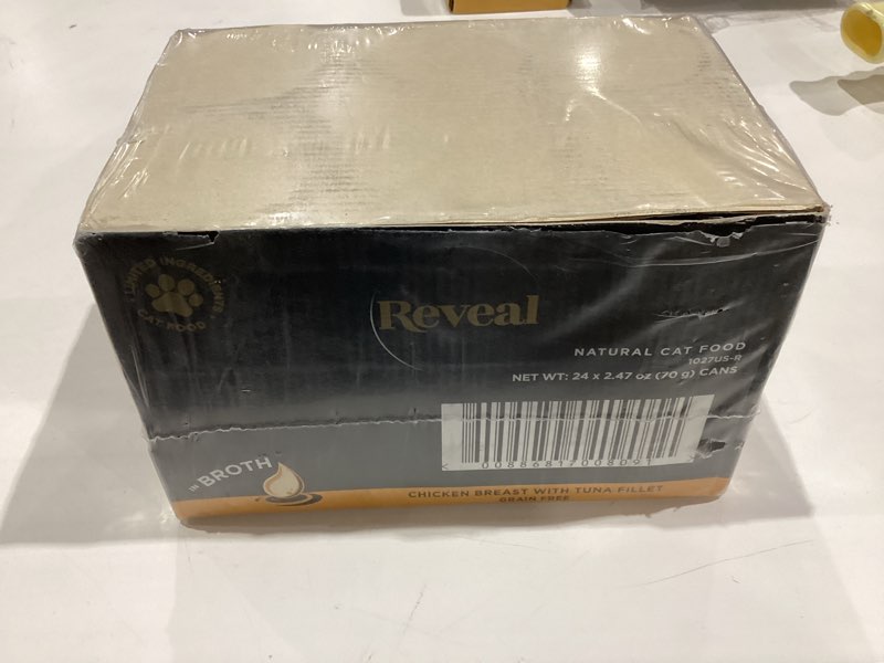 Condition photo showing New/Like New for Reveal Natural Wet Canned Cat Food, Limited and Natural Ingredients, Grain Free, High Protein with No Artificial Additives, Chicken Breast with Tuna in Broth (24 x 2.47 oz Cans) Chicken & Tuna