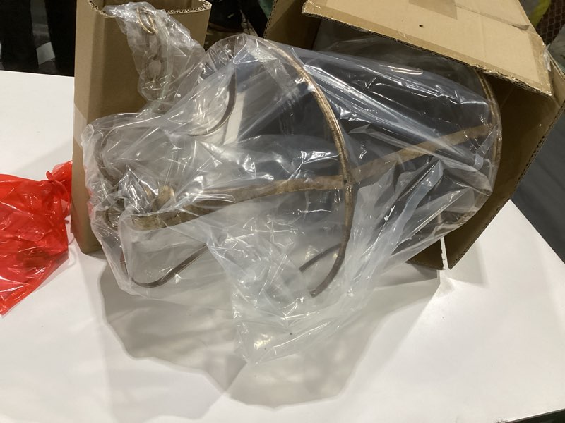 Condition photo showing As Is for modern lantern pendant light 4-light lantern chandelier lighting, rusty gold pendant lights kitchen island hanging light fixtures for dining room hallway living room