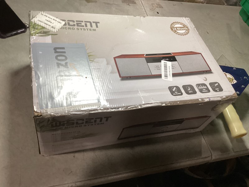 Condition photo showing As Is for Nostalgic Bluetooth Stereo System for Home, WISCENT Vintage Micro HiFi Systems CD Player,with Bluetooth Audio Streaming,FM Radio,USB Port,Aux-in,Earphone Port (Brown) Brown CD Player