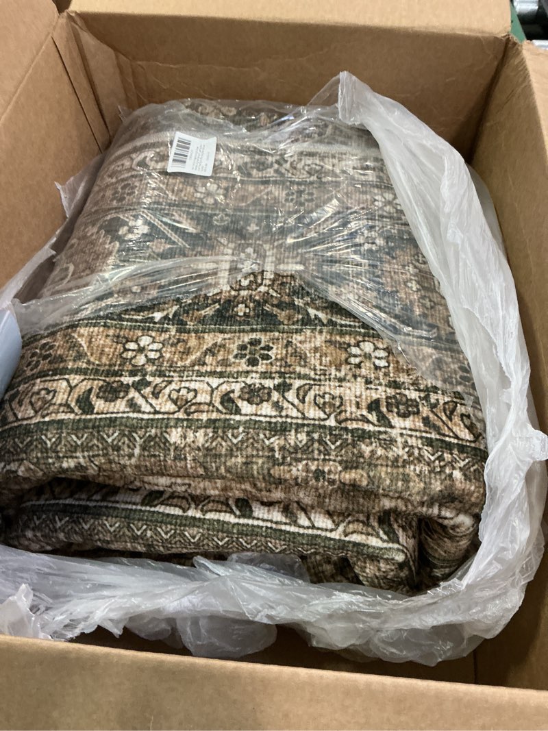 Condition photo showing New/Like New for Vintage Area Rug 8x10 Brown Washable Living Room Large Carpet Non Slip Bedroom Indoor Office Low Pile Traditional Distressed Retro Accent Rug for Dining Room 8' x 10' (Rectangular) Accent Brown
