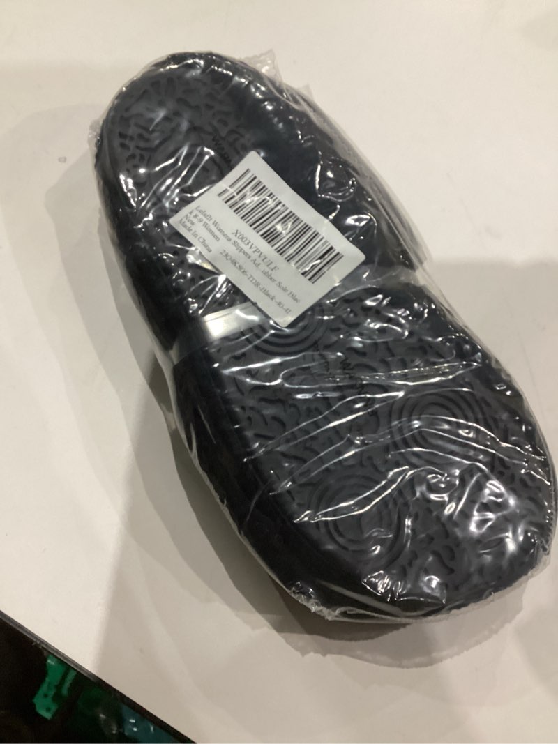 Condition photo showing New/Like New for LeIsfIt Womens Slippers Adjustable Diabetic Slippers Wide Soft Arthritis Edema House Shoes Warm Fuzzy Slipper Socks with Rubber Sole Black 8-9 Women