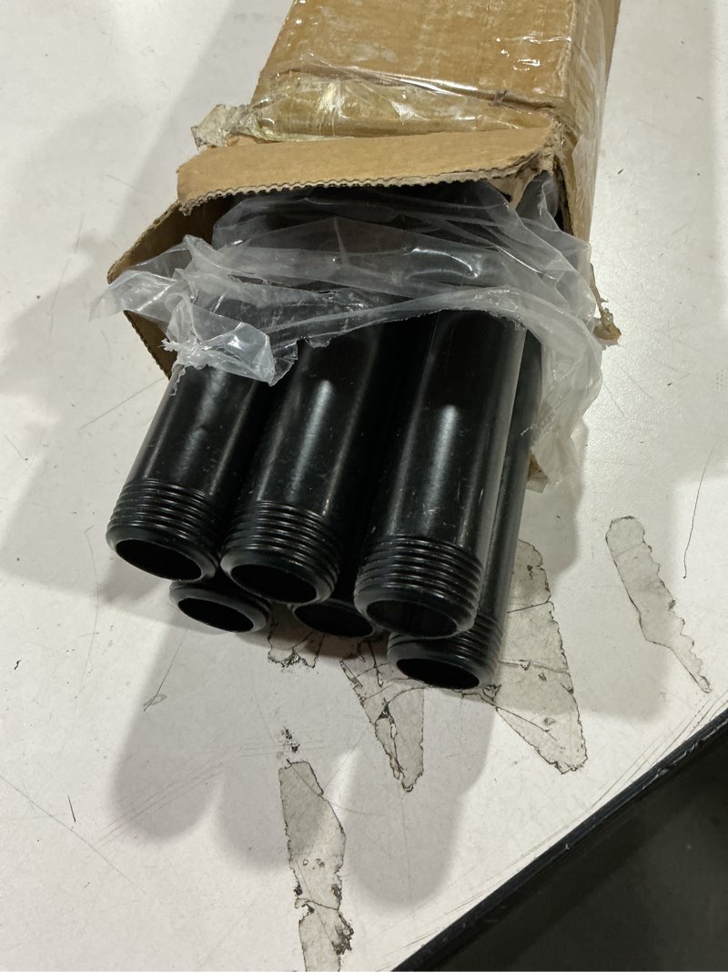 Condition photo showing Good Condition for geilspace 6 pack 3/4" × 54" pre-cut black metal pipe, industrial steel fits standard three quarters inch threaded pipes and fittings - vintage diy industrial shelving (3/4" × 54", black) 3/4" × 54" black