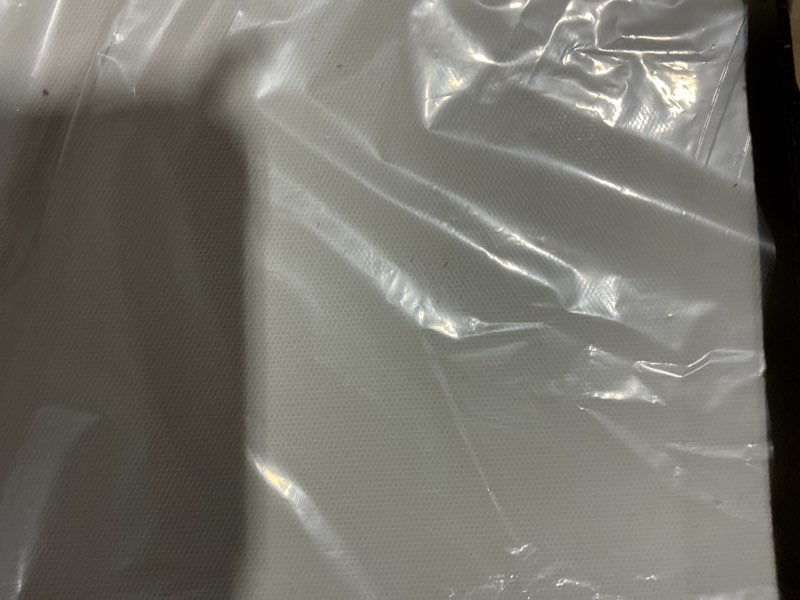 Condition photo showing As Is for ove decors misty 60 x 32 in. solid surface alcove shower wall in horizontal grey tiles