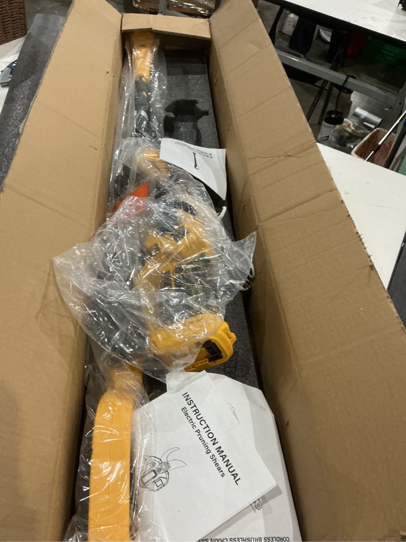 Condition photo showing Good Condition for 4-in-1 cordless pole saw & electric pruning shears for dewalt 20v battery, 8 inch brushless mini chainsaw with extension pole, 15 ft reach, auto oiling, for tree trimmer branch cutter(no battery)
