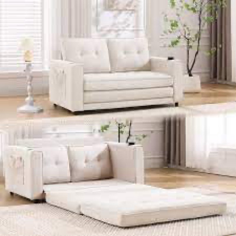 Convertible Futon Sofa Bed Memory Foam Loveseat Small Euro Lounger Sofa For Compact Living Spaces,Apartment,Dorm,Studio,Guest Room,Home Office