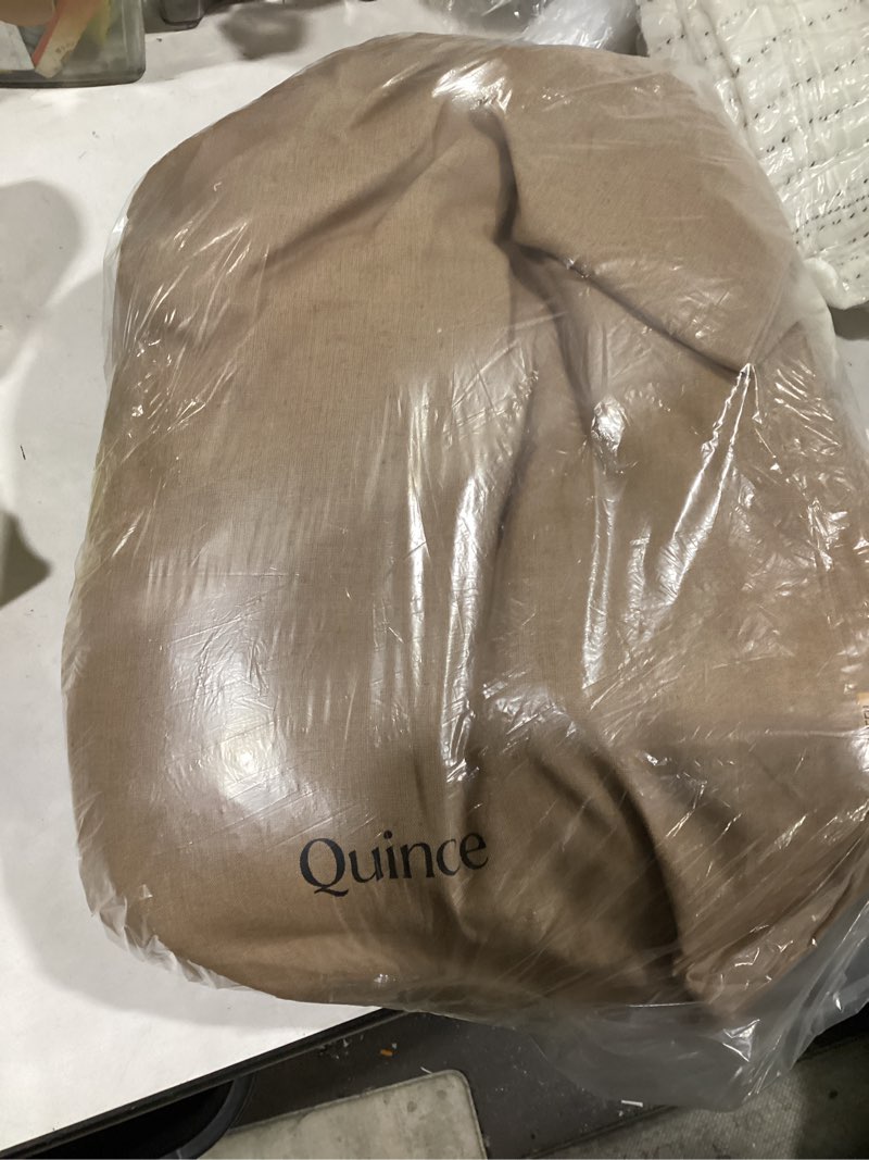 Condition photo showing Good Condition for washed brown linen sheet cover set quince